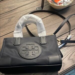 Tory Burch Black Mini Bag with Embossed Logo